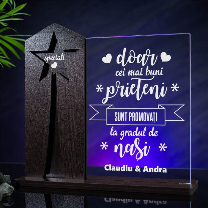 Trofeu Nasi, Prietenii devin nasi, Cadou personalizat Astru