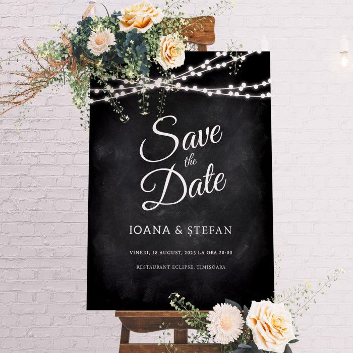 Pancarta Save the date, Luminite, Accesorii personalizate Nunta