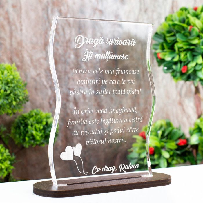 Trofeu Sora mea, Familia inseamna trecut si viitor, Cadou personalizat Coloana