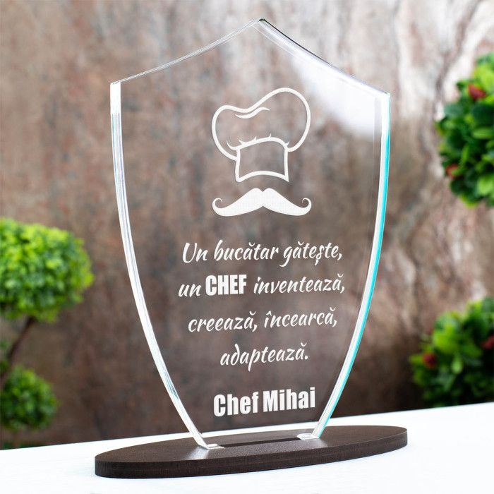 Trofeu Bucatari, Un chef inventeaza, creeaza, adapteaza, Cadou personalizat Scut