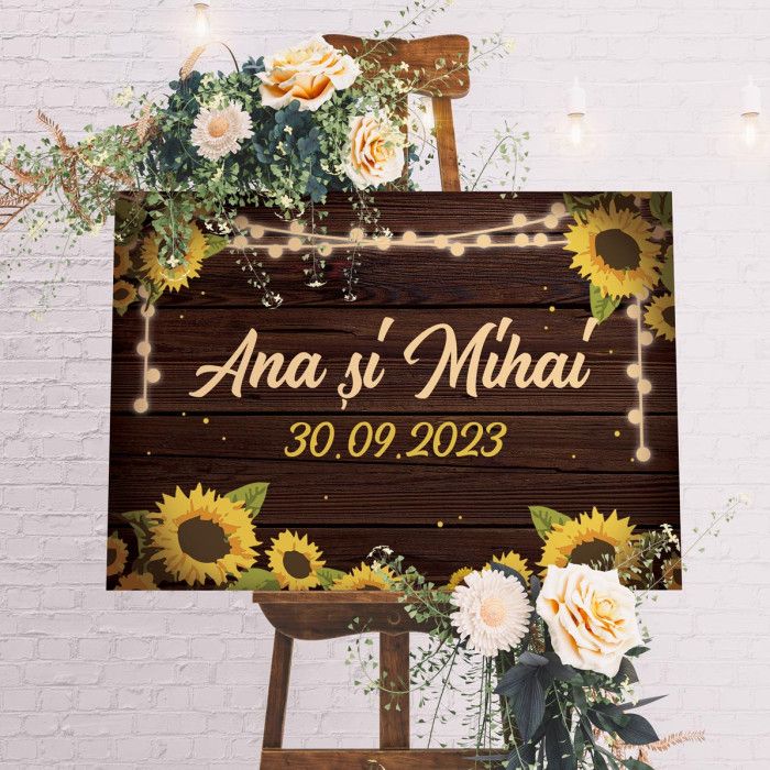 Placuta Bine ati venit, Floarea Soarelui, Accesorii nunta personalizate