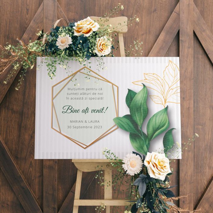 Placuta Bine ati venit, Simplu și Elegant, Accesorii nunta personalizate