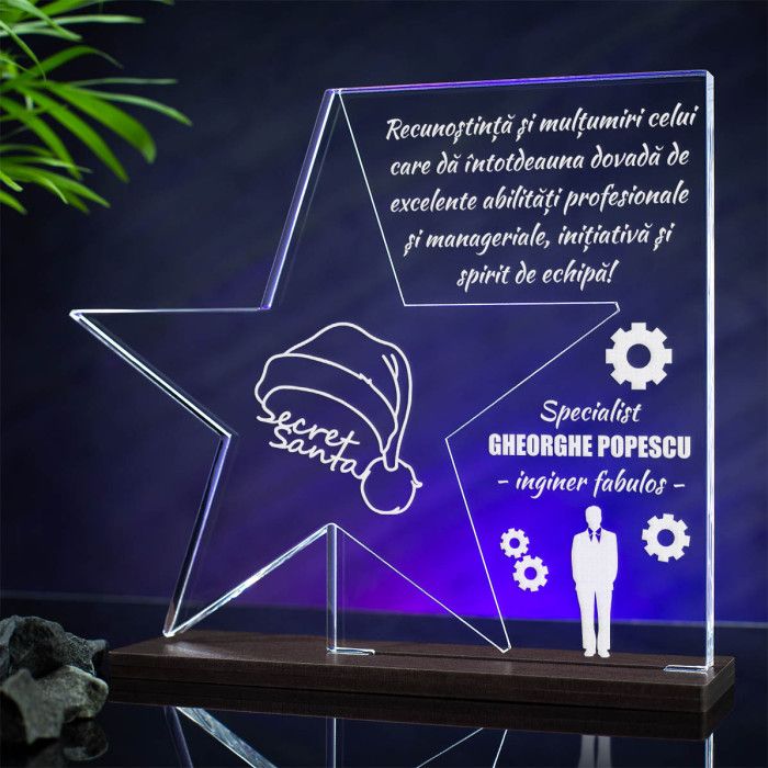 Trofeu Inginer specialist, Secret Santa, Cadou personalizat Stea