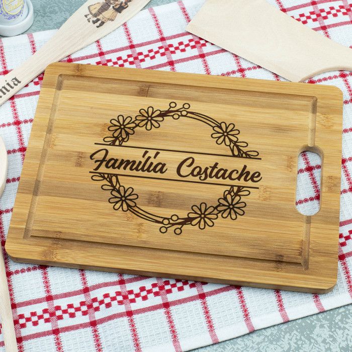Tocator personalizat Familie, Familia gateste, Cadou personalizat Bambus