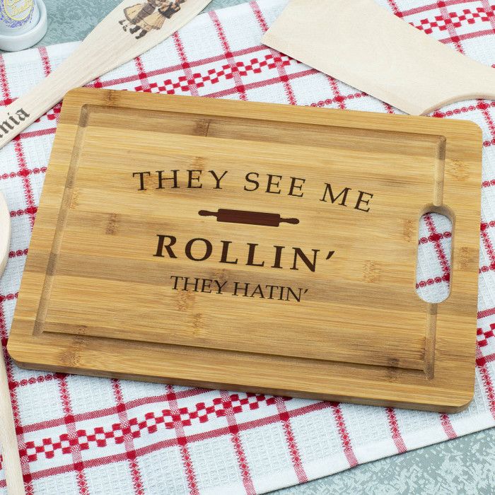 Tocator personalizat Amuzant, They see me rollin', Cadou personalizat Bambus