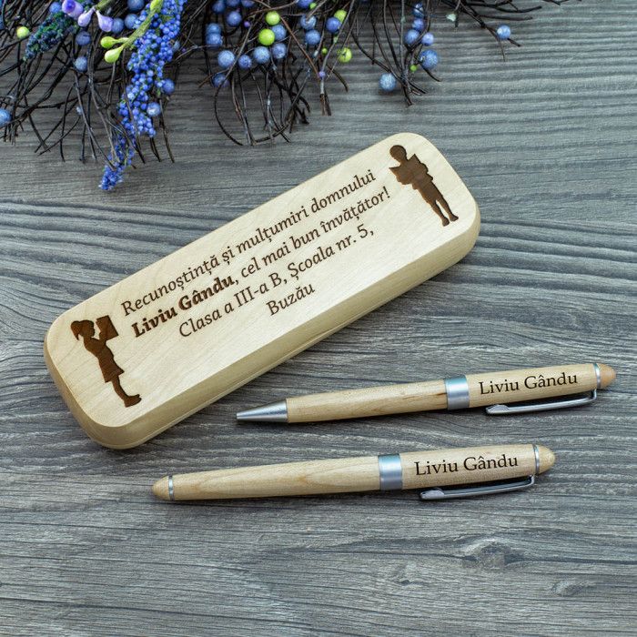 Set de scris Cel mai bun invatator, Recunostinta si multumiri, Cadou personalizat Roller