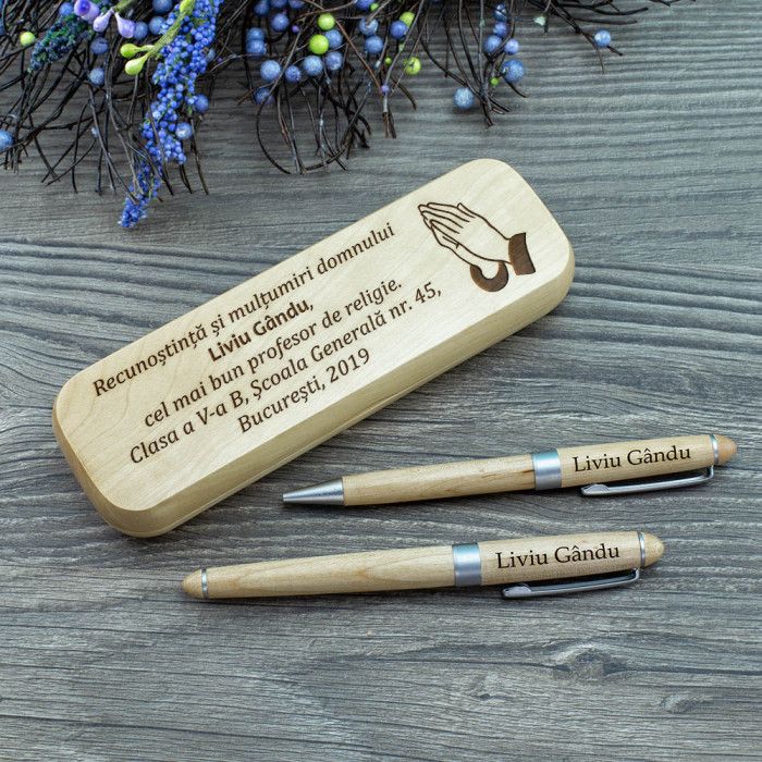 Set de scris Profesor de religie, Multumiri, Cadou personalizat Roller