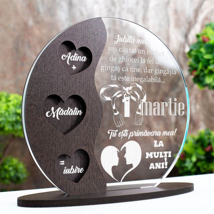 Trofeu 1 Martie cu iubire, Tu esti primavara mea, Cadou personalizat Semiluna