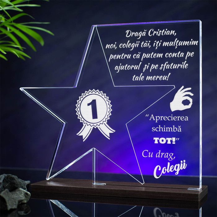 Trofeu Colegi, Aprecierea schimba tot, Cadou personalizat Stea