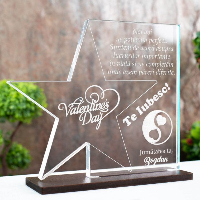Trofeu Valentine's Day, Noi ne potrivim, Cadou personalizat Stea