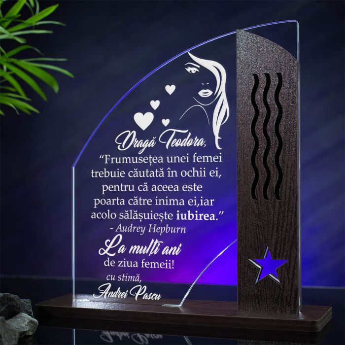 Trofeu Ziua Femeii, Inima unei femei, Cadou personalizat Doric