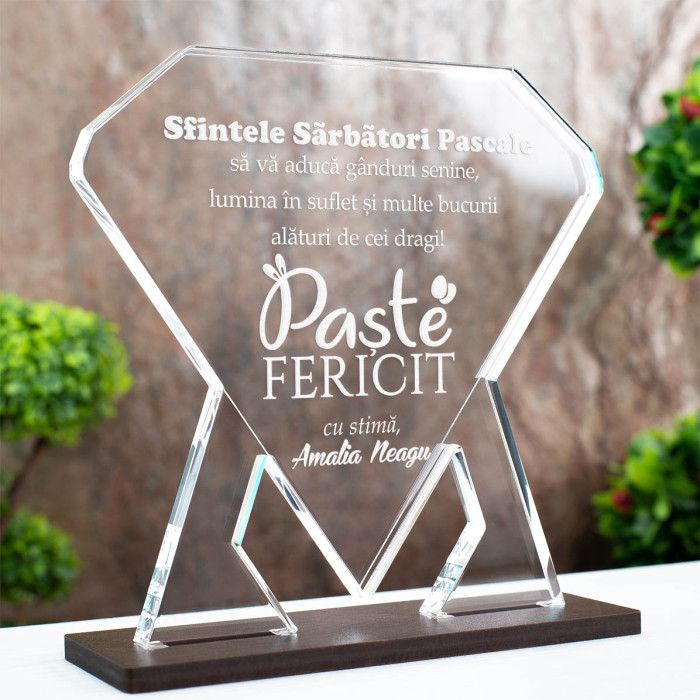 Trofeu Paste, Lumina in suflet, Cadou personalizat Diamant