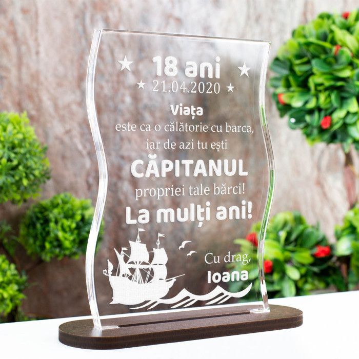 Trofeu Majorat, Capitanul propriei vieti, Cadou personalizat Coloana