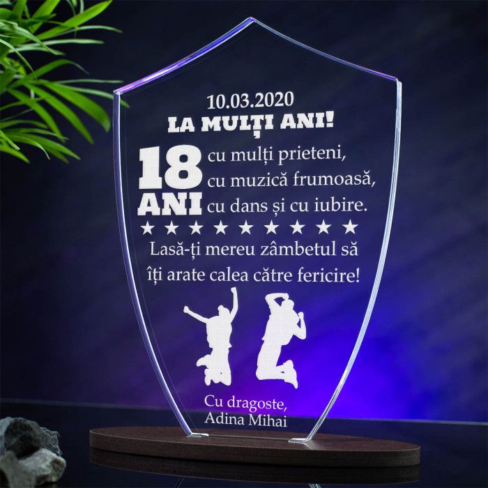 Trofeu Majorat, Prieteni, dans si iubire, Cadou personalizat Scut