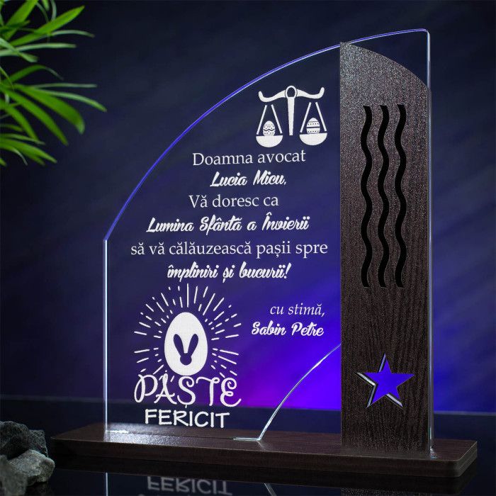 Trofeu Paste, Urare avocat, Cadou personalizat Doric