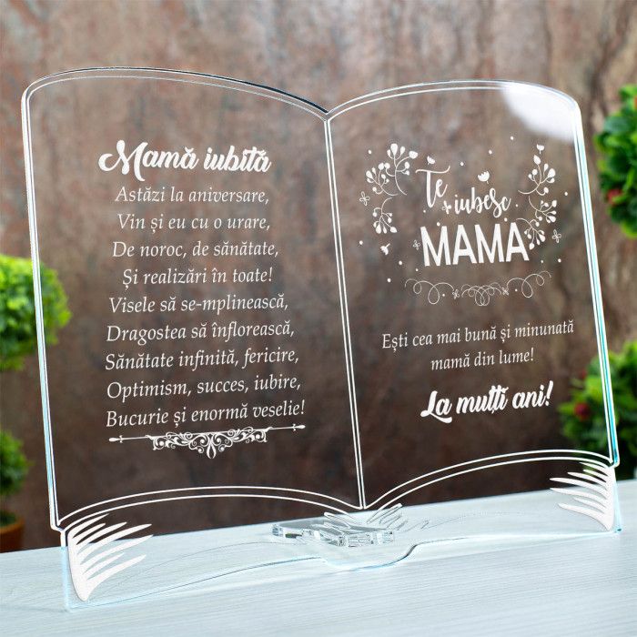 Placheta Aniversare mama, Succes si iubire, Cadou personalizat Carte