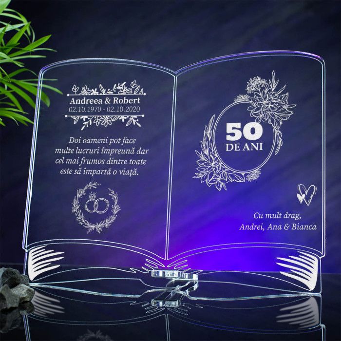Placheta Aniversare, Nunta de Aur, Cadou personalizat Carte