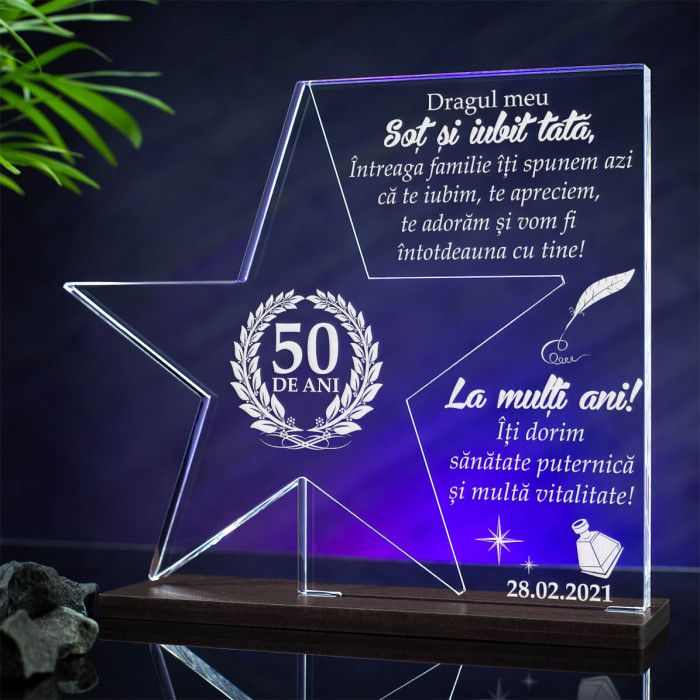 Trofeu Sot si tata, La multi ani, Cadou personalizat Stea