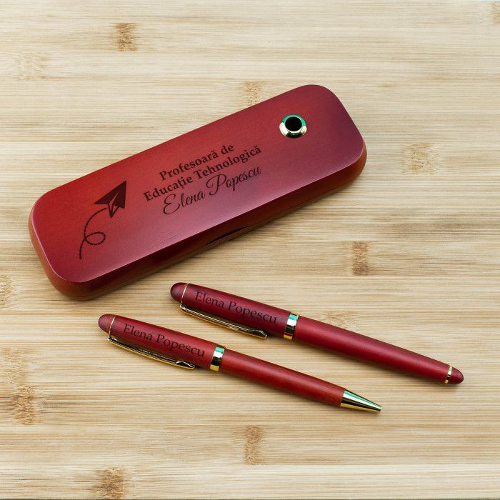 Set de scris Profesori, Educatie tehnologica, Cadou personalizat Stilou