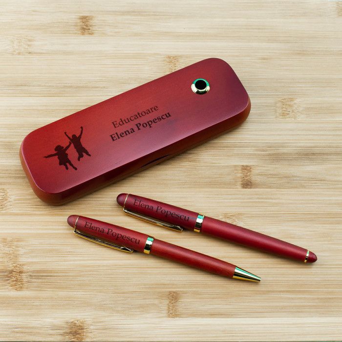 Set de scris Educatoare, Iubesc copiii, Cadou personalizat Stilou