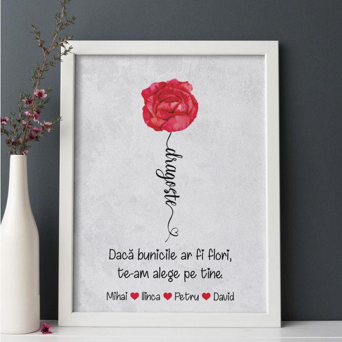 Tablou Bunici, O bunica frumoasa ca o floare, A3 Cadou Personalizat