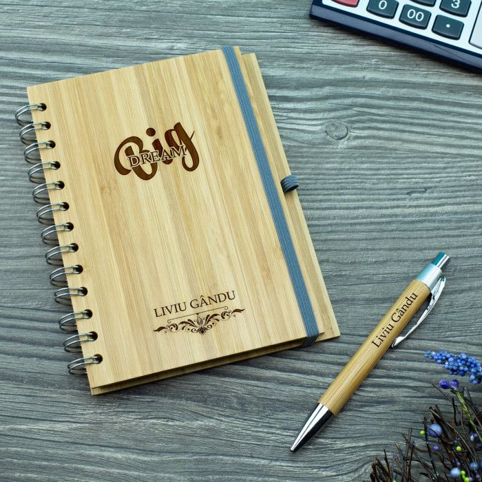 Agenda personalizata bambus, Dream BIG, Cadou personalizat