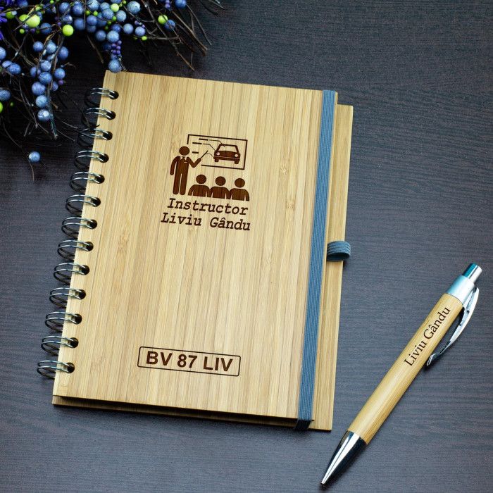 Agenda personalizata Instructor Auto, Numar inmatriculare, Cadou personalizat